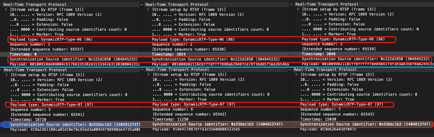 SSRC数据发送源抓包举例