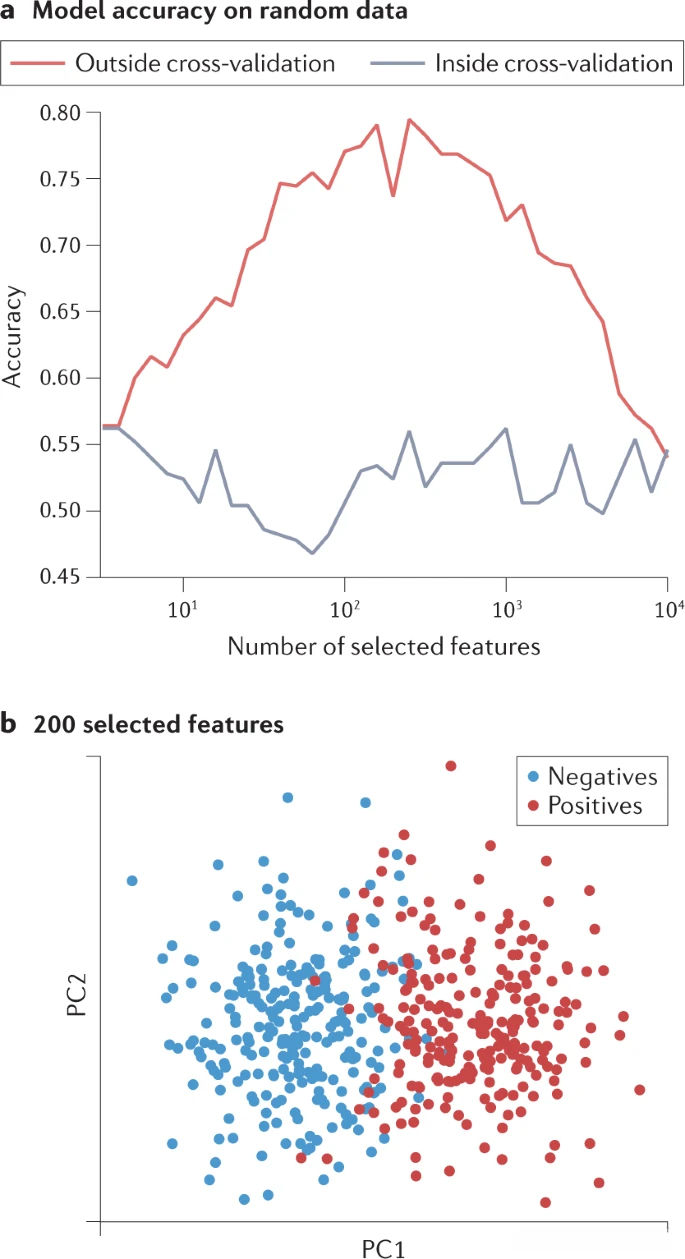 在交叉验证之外进行特征选择会产生不切实际的高模型准确性