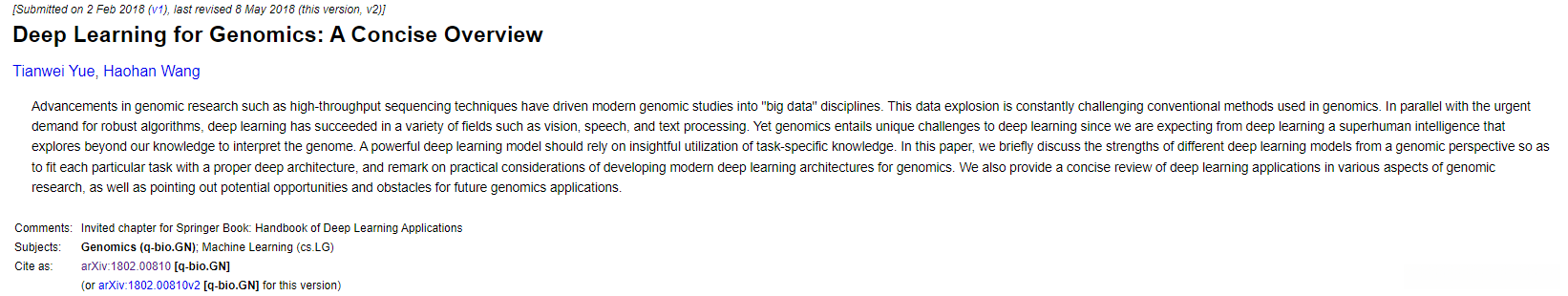 Deep Learning for Genomics