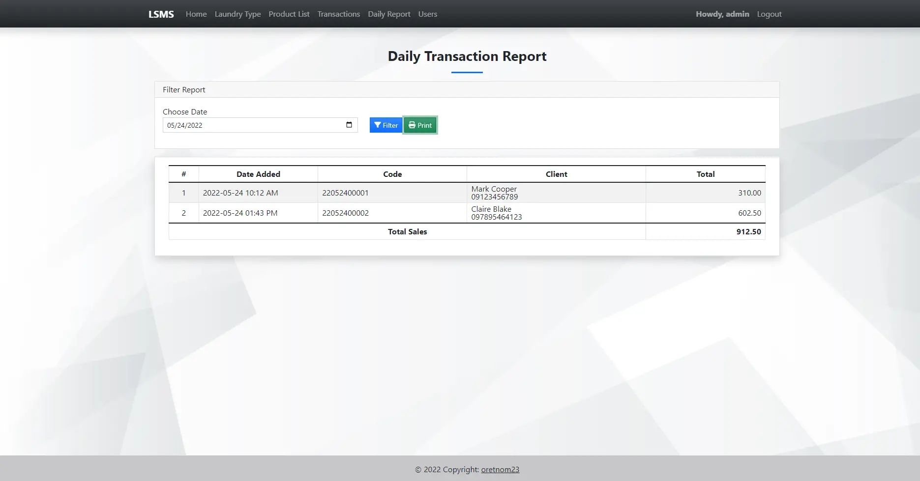 洗衣店管理系统