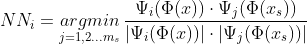 NN_{i} = athop{argmin} imits_{j=1,2...m_{s}} rac{si_{i} dot si_{j}}{|si_{i}| dot |si_{j}|}