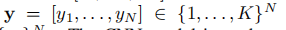 y = ∈{1,K}N
