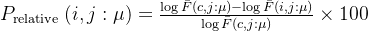 P_{ext {relative }}=rac{og ar{F}-og ar{F}}{og ar{F}} imes 100