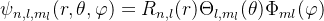 si {n,l,m{l}}=R_{n,l}heta {l,m{l}}hi _{ml}
