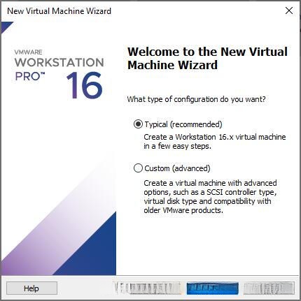 VM Ware use typical settings