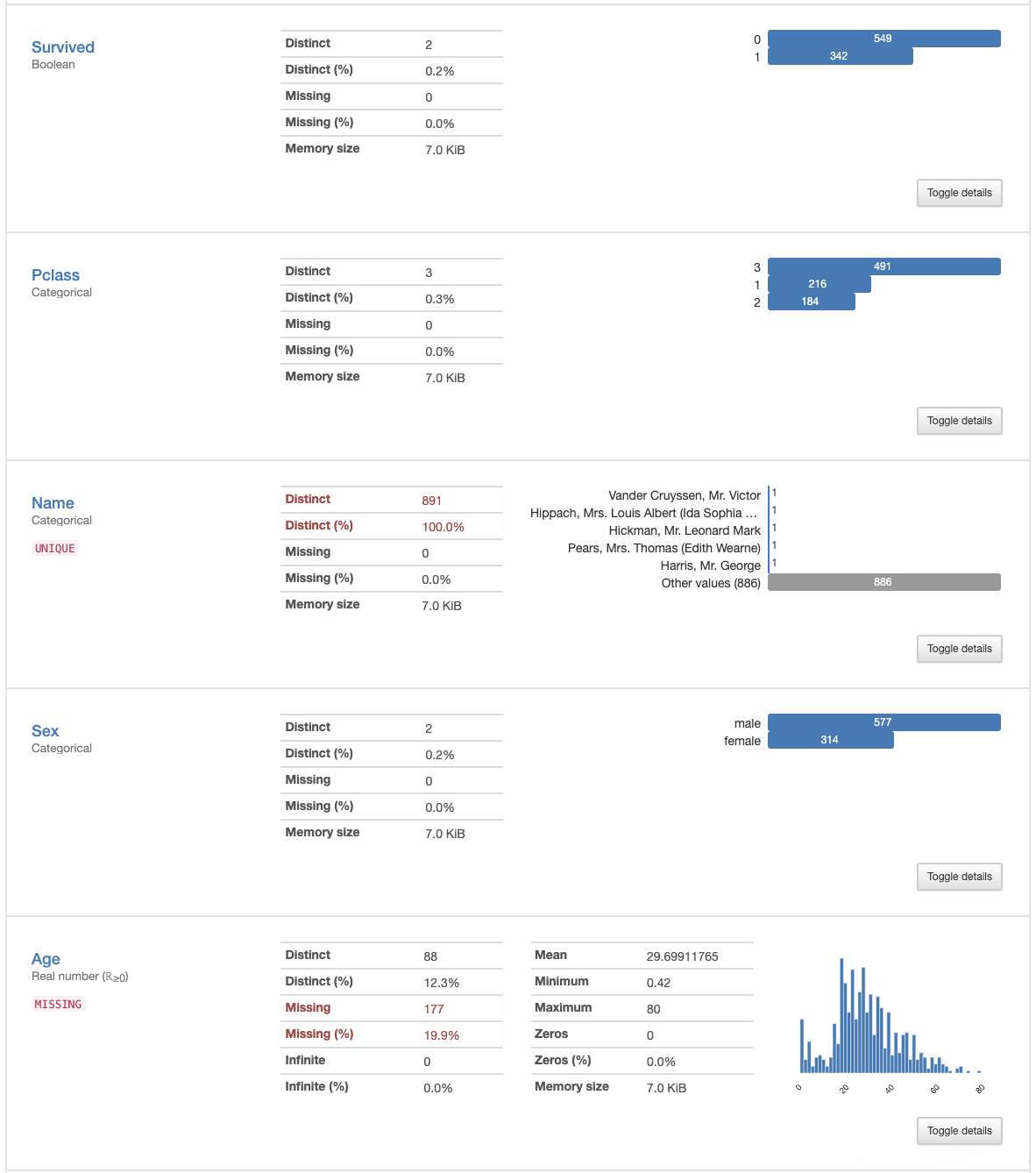 pandas_profiling的报告