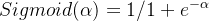 Sigmoid=1/1+e^{-lpha}