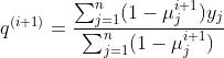 q{(i+1)}=\frac{\sum_{j=1}{n}y_j}{um_{j=1}^{n}}