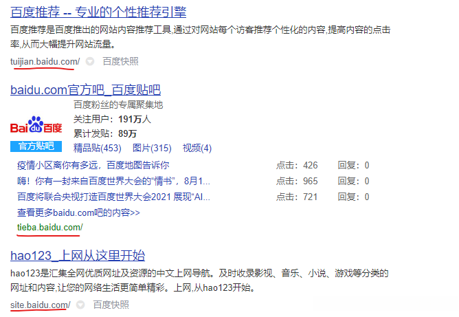 百度搜索子域名