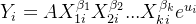 Y_i=AX_{1i}^{eta 1}X{2i}^{eta 2}...X{ki}^{eta _k}e^{u_i}