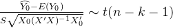 rac{idehat{Y_0}-E}{Sqrt{X_0^{-1}X_0'}}im t