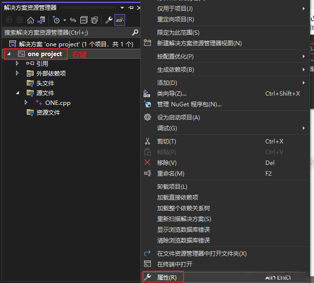 设置项目属性的步骤