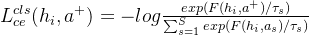 L_{ce}^{cls}=-lograc{exp/au {s}}{um{s = 1}^{S}exp/au _{s}}