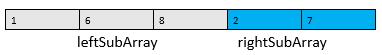 Merge Sort 定义 leftSubArray 和 rightSubArray