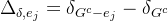 elta {elta ,e{j}} = elta {G^{c}-e{j}} - elta _{G^{c}}