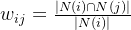 w_{ij}=rac{|Nap N|}{|N|}