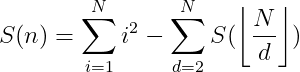S = um_{i=1}{N}i2-um_{d=2}^{N}S