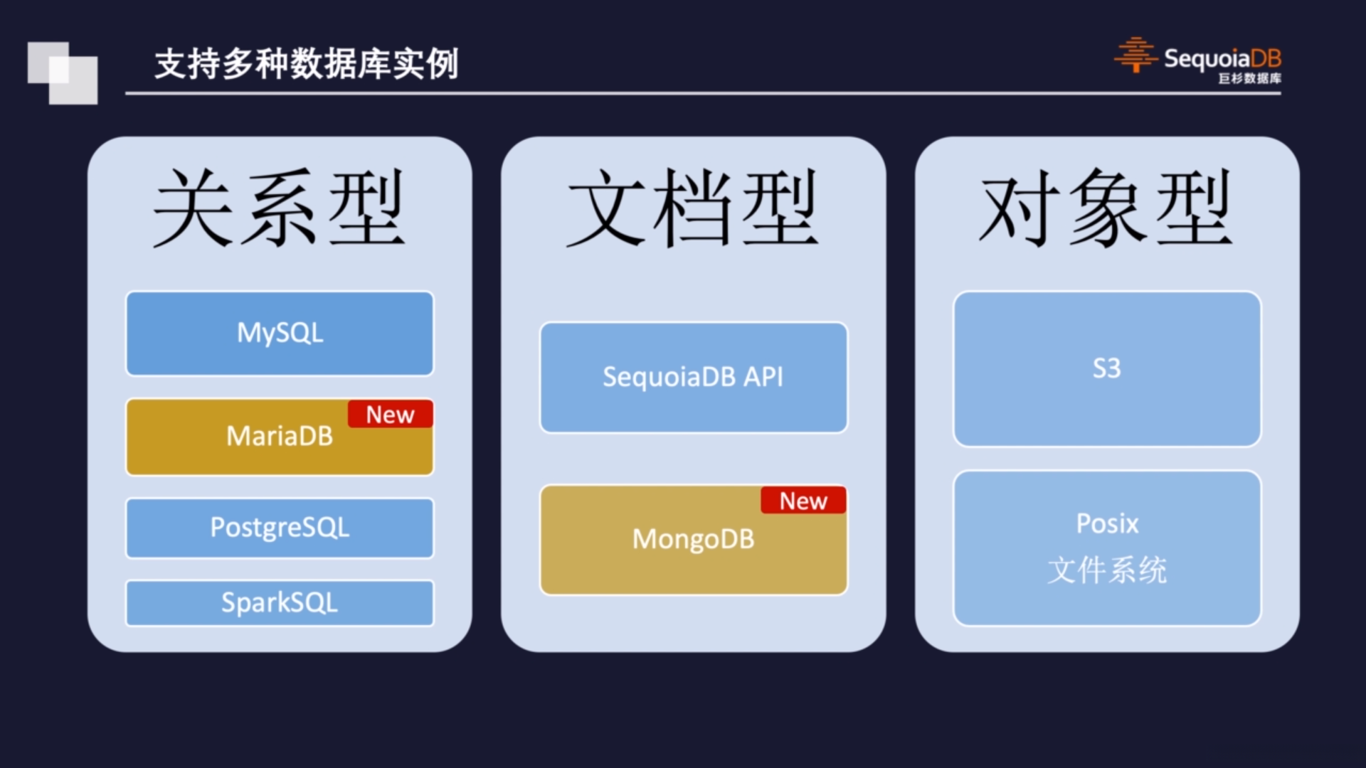 支持多种数据库实例