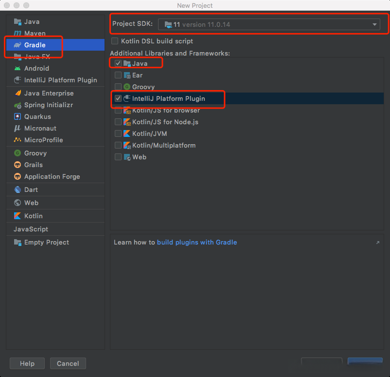 创建项目选择类型