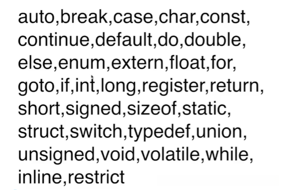 C语言关键字
