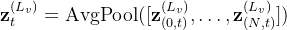 athbf{z}_{t}^{} = athrm{AvgPool}}{(L_{v})},\ldots,\mathbf{z}_{(N,t)}{}