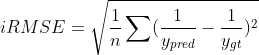 iRMSE = qrt{rac{1}{n} um ^2}