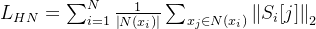 L_{HN}=um_{i=1}^{N}rac{1}{eft | N ight |}um_{x_{j}n N}^{}eft S_{i} ight _{2}