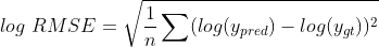 logRMSE = qrt{rac{1}{n} um - log^2}