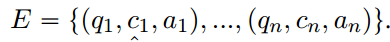 E”TP Q1,c1,a1q,...,pqn,cn,anqu