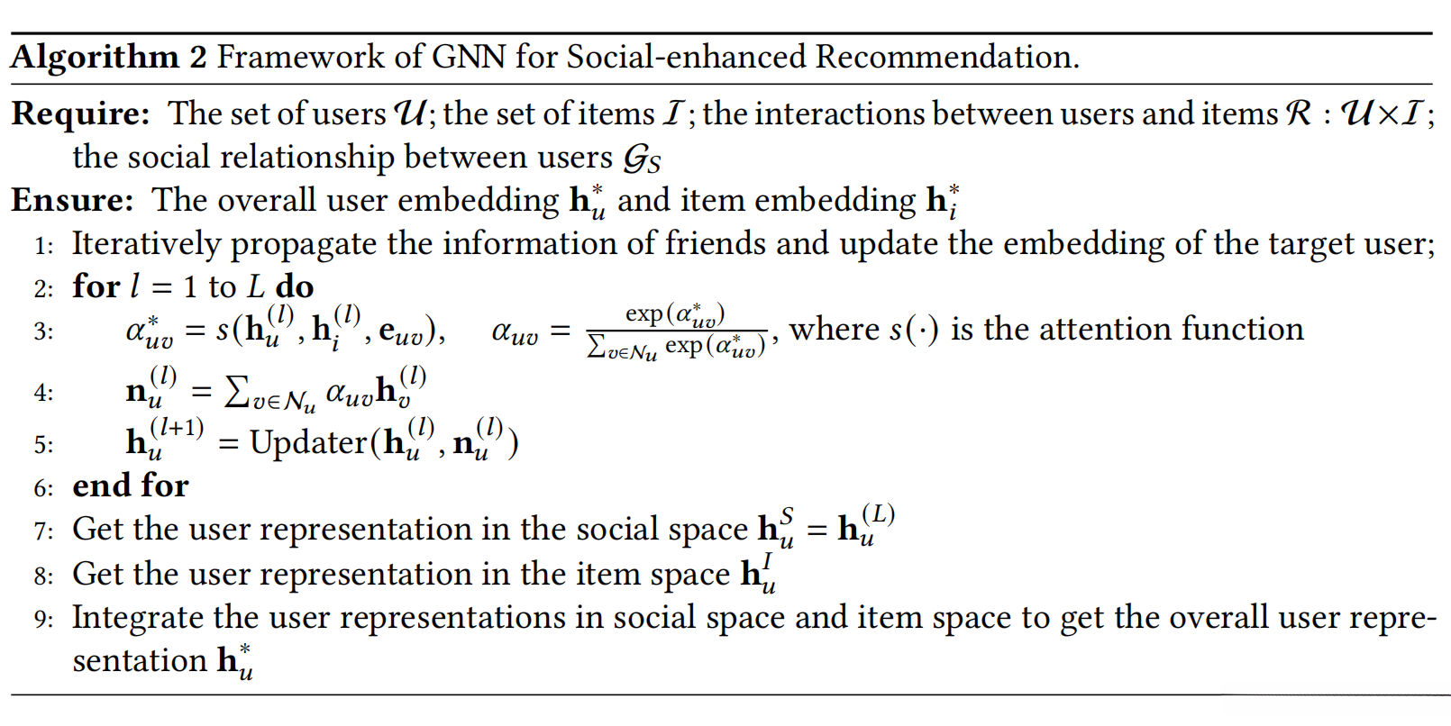 用于社会增强推荐系统的GNN框架