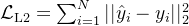 athcal{L}{ext{L2}} = um{i=1}^{N} || at{y}_i - y_i ||^2_2