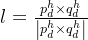 l=rac{p_d^himes q_d^h }{eft | p_d^himes q_d^hight |}