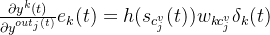 rac{artial y^{k}}{artial y^{out_{j}}} e_{k}=hw_{kc_{j}^{v}}elta_{k}
