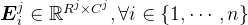 oldsymbol{E}_{i}{j}\in\mathbb{R}{R^{j}imes C^{j}},orall in1,dots,n