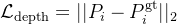 athcal{L}_{athrm{depth}}=||P_i-P_i^{athrm{gt}}||_2