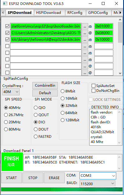 ESP32固件下载路径配置