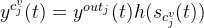 y{c_{j}{v}}=y^{out_{j}}h