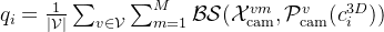 q_{i}=rac{1}{|athcal{V}|}um_{vnathcal{V}}um_{m=1}^{M}athcal{BS}
