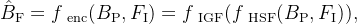 at{B}athrm{F}=fathrm{enc}(B_\mathrm{P},F_\mathrm{I})=f_\mathrm{IGF},
