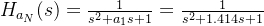 H_{a_{N}}=rac{1}{s{2}+a_{1}s+1}=\frac{1}{s{2}+1.414s+1}