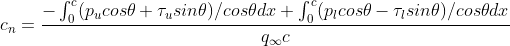 c_{n} = rac{-nt_{0}^{c}/cosheta dx+nt_{0}^{c}/cosheta dx}{q_{nfty }c}