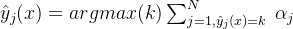 at{y}{j}=argmaxum ^{N}{j=1, at{y}_{j}=k} lpha _{j}