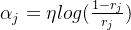 lpha _{j}=ta log