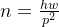 n=rac{hw}{p^2}
