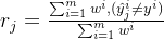 r_{j}=rac{um {m}_{i=1}w{i},}{um {m}_{i=1}w{i}}