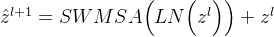 at{z}{l+1}=SWMSA\Big(LN\Big(z^{l}\Big)\Big)+z{l}