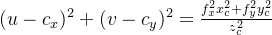 {2}+(v-c_{y}){2}=rac{f_{x}{2}x_{c}{2}+f_{y}{2}y_{c}{2}}{z_{c}^{2}}