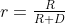 r = frac{R}{R+D}
