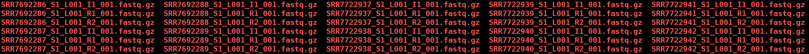 rawdata fasta.gz文件列表