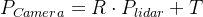 P_{Camera} = R dot P_{lidar} + T